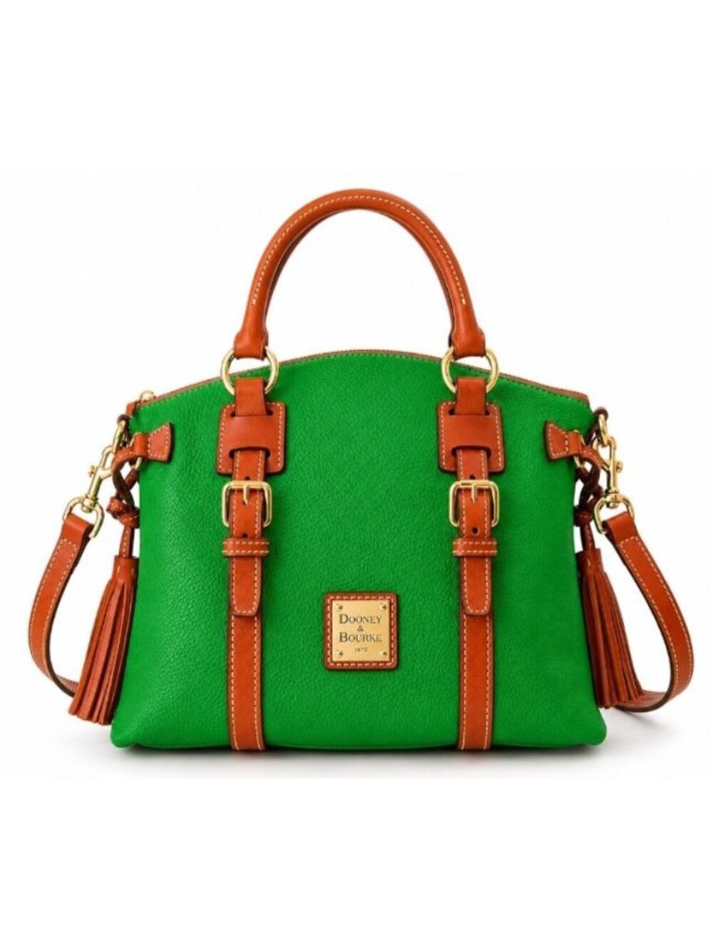 NWT Dooney & Bourke Bristol Satchel Kelly Green Pebble Leather Tassel Purse